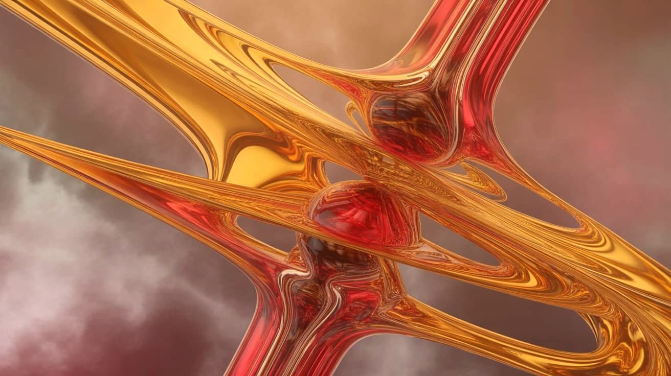 Abstract Ruby, Amber, and Jade Fluid Dreamscape