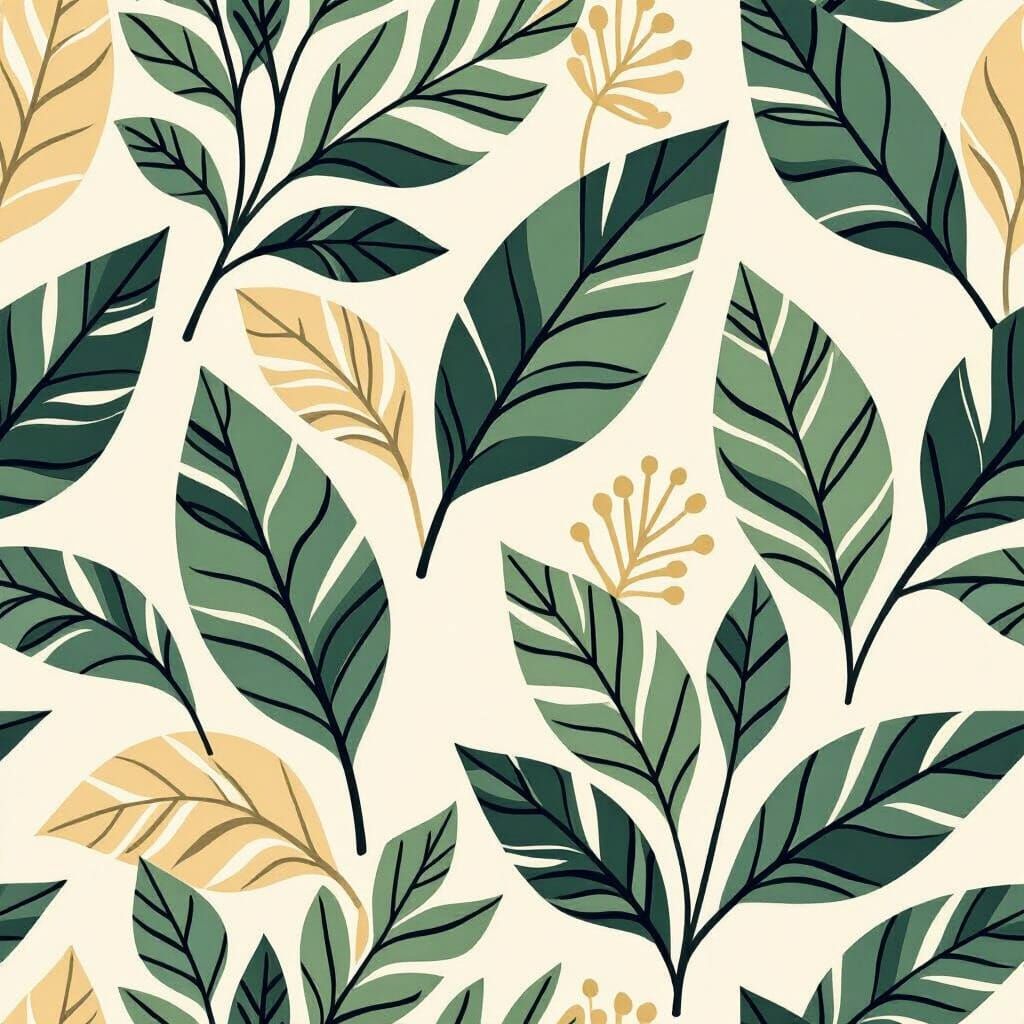 Tropical Leaves Pattern in Pastel Vector Style