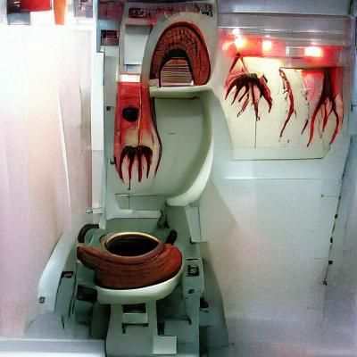 Menacing Horror Toilet Rendering