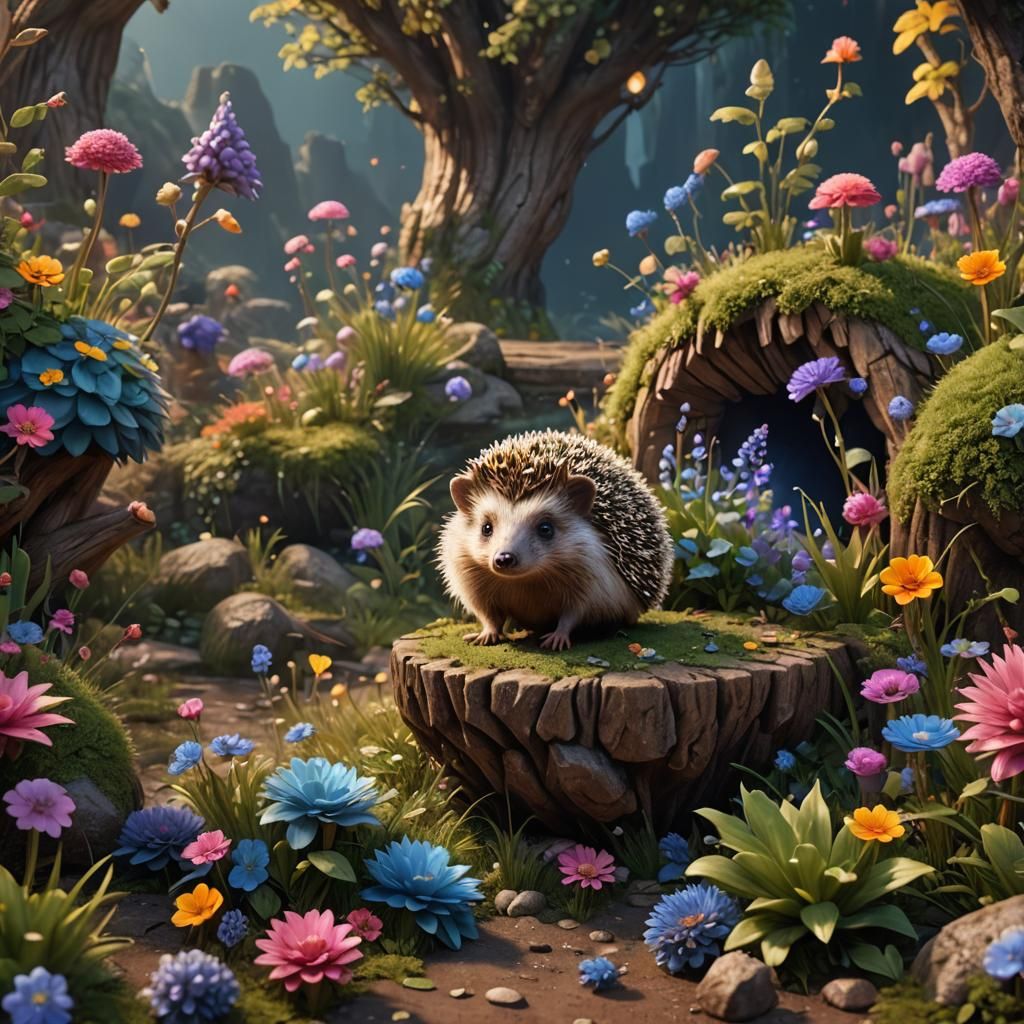 Adorable Hedgehog in Detailed Matte Painting