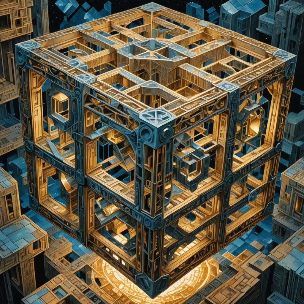 M.C. Escher Inspired Impossible Hypercube