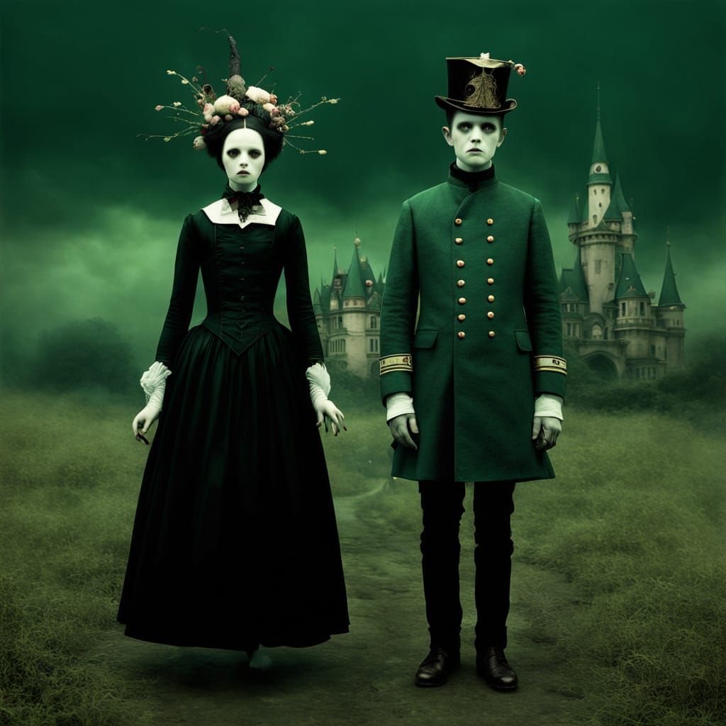 Dark Fairytale Couple in Surreal Dystopia