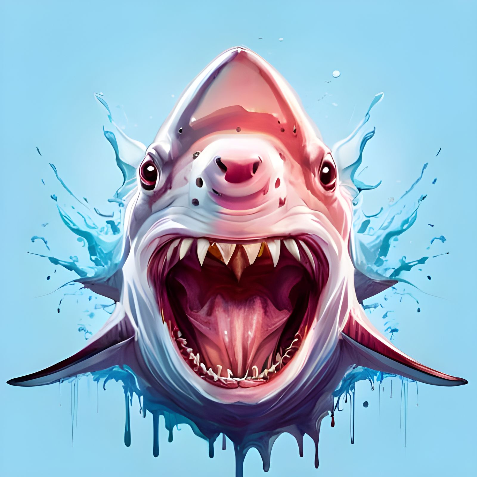 Adorable Sneezing Shark Portrait in Hyperrealistic Style