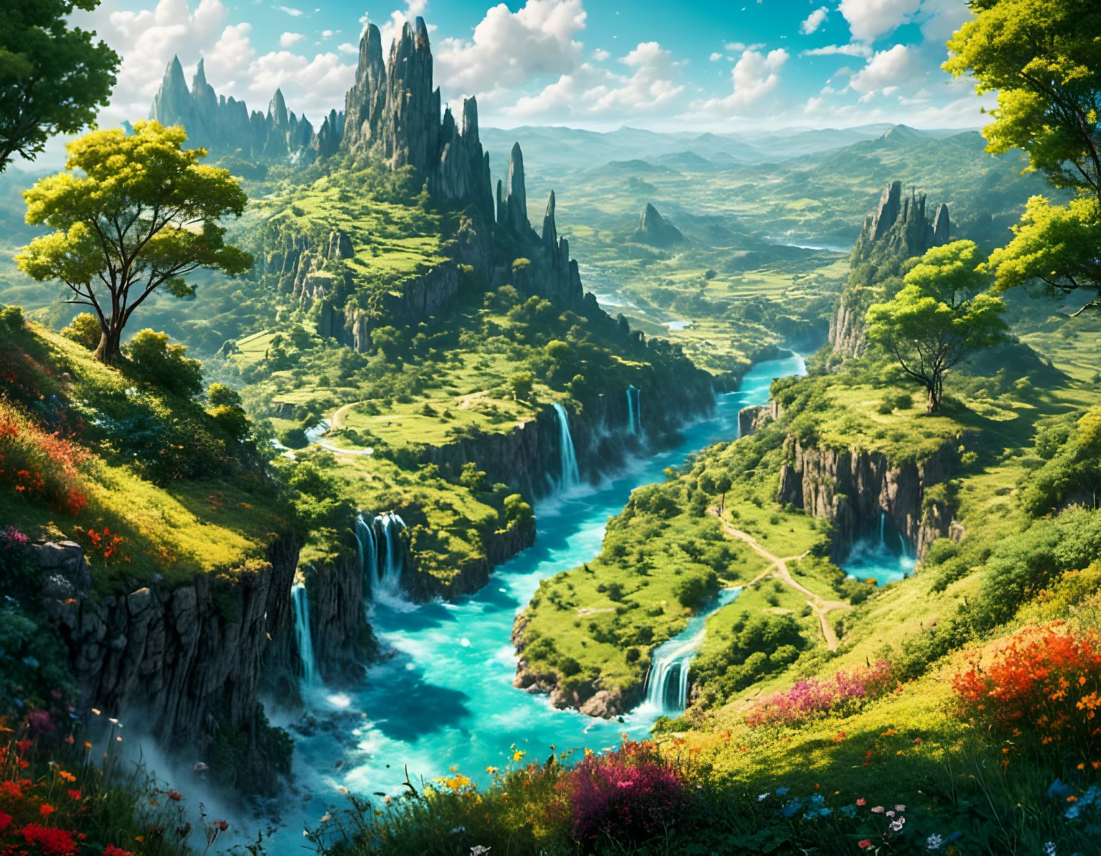 Vibrant Summer Landscape Matte Painting in 8K