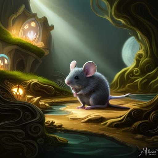 Surreal Mouse Baby in Dreamlike Fantasy Style