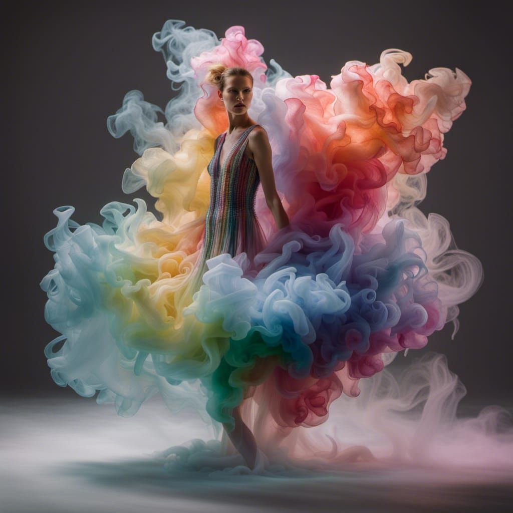 Candy Dress with Rainbow Ink in Water Photograph