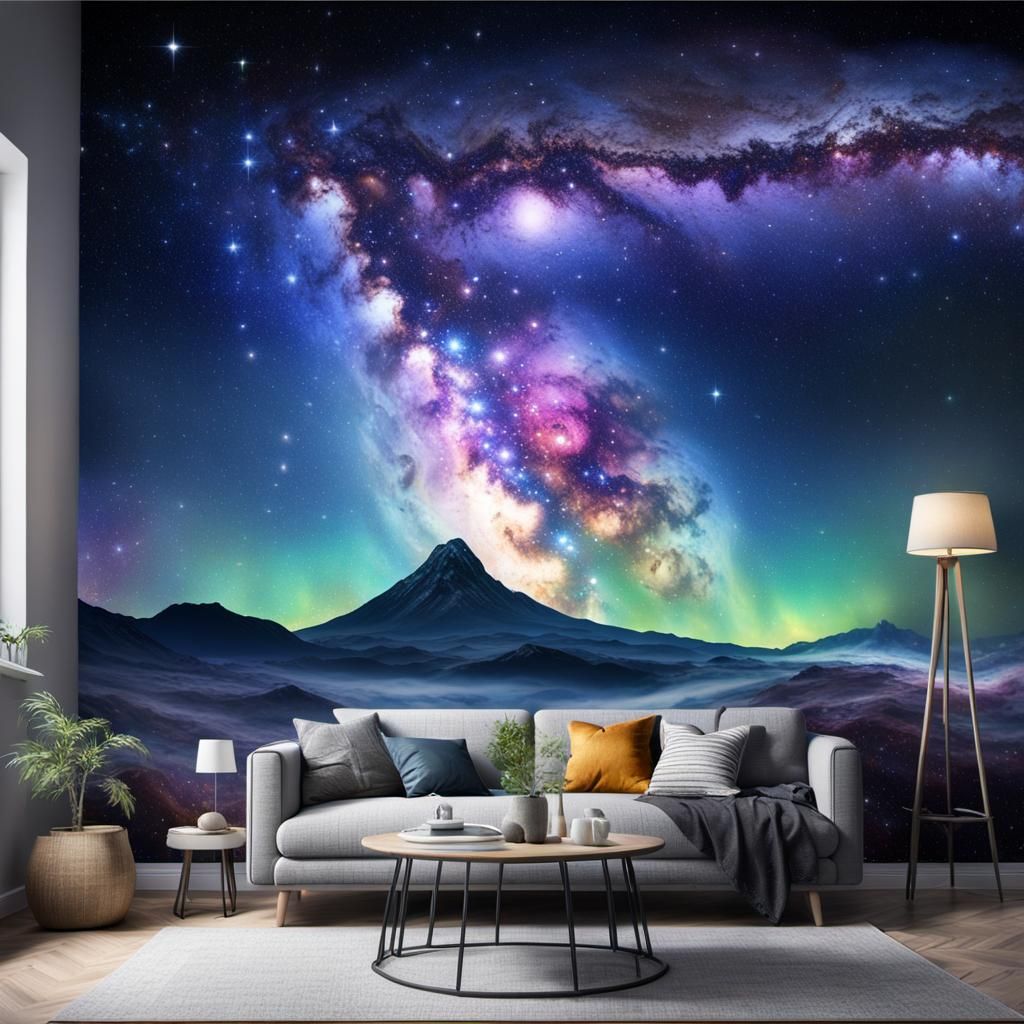Galactic Mountainscape in Hyperrealistic 3D