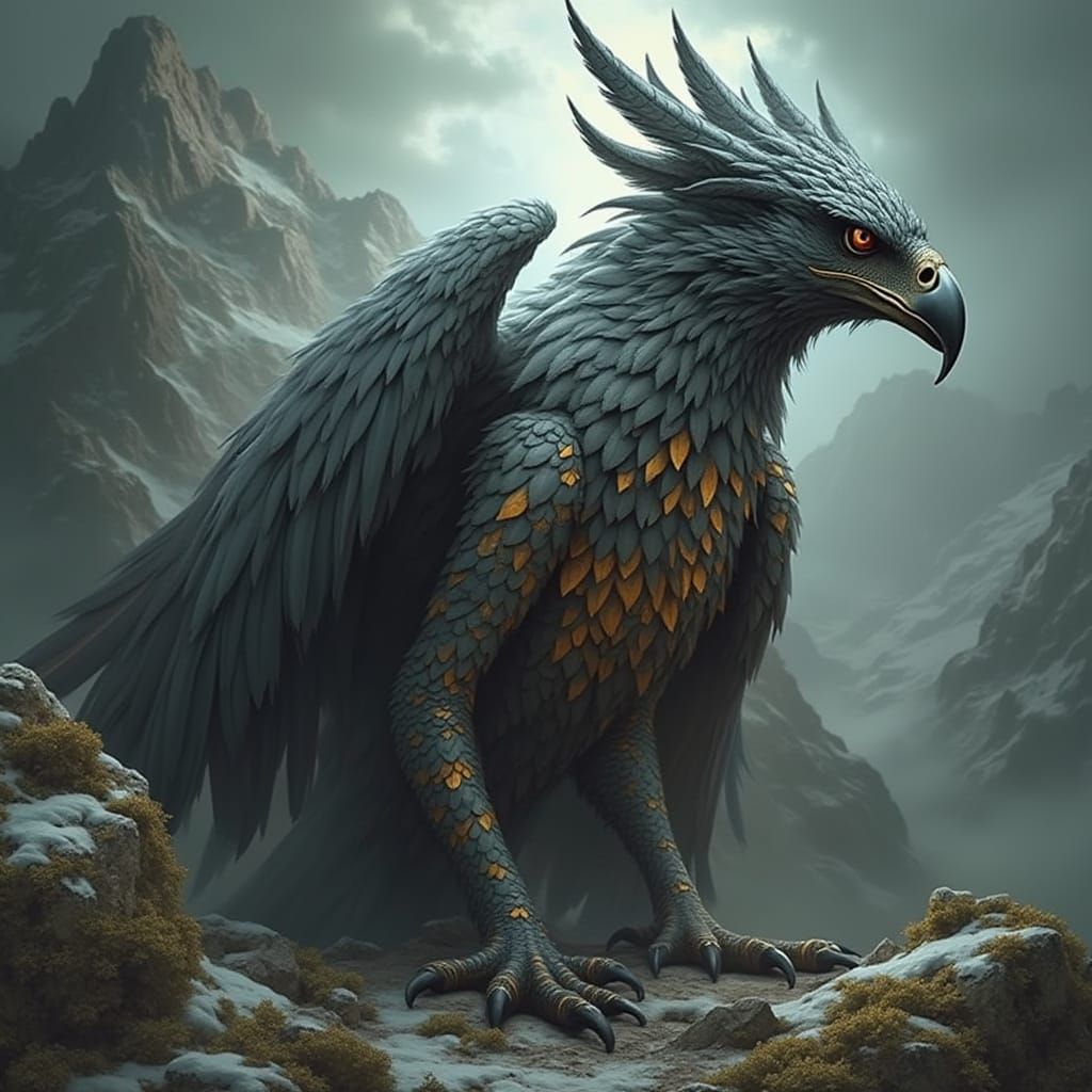 Hyperrealistic Griffin Soars Amidst Majestic Mountain Peaks ...
