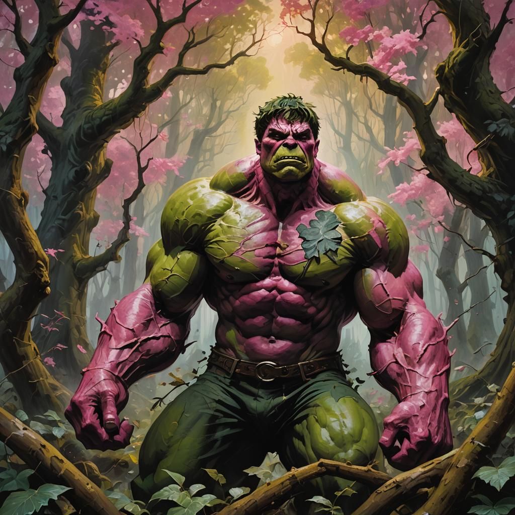 Pink Hulk in Baroque Fantasy Forest