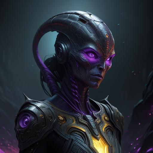 Hyperdetailed Woman Alien in Dark Fantasy Style