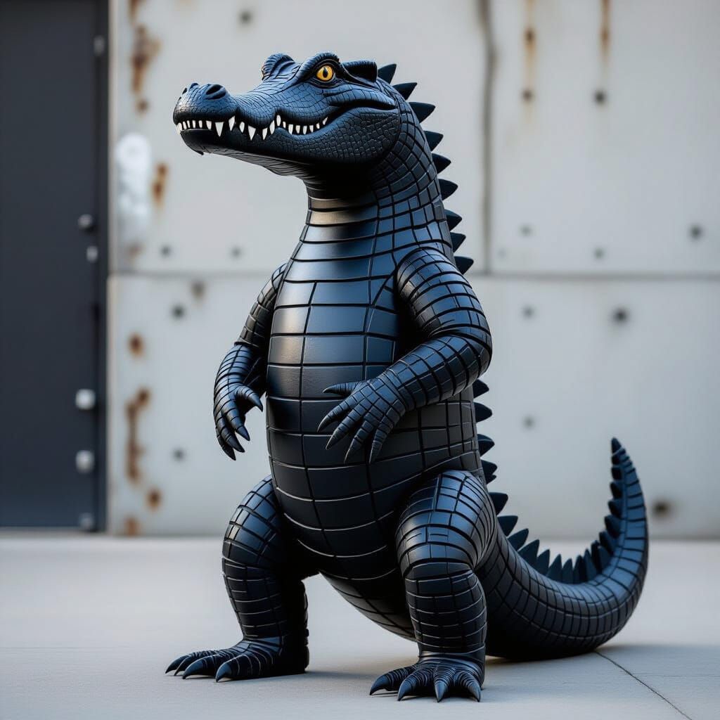 Crocodile Statue Made from Scrap Tires