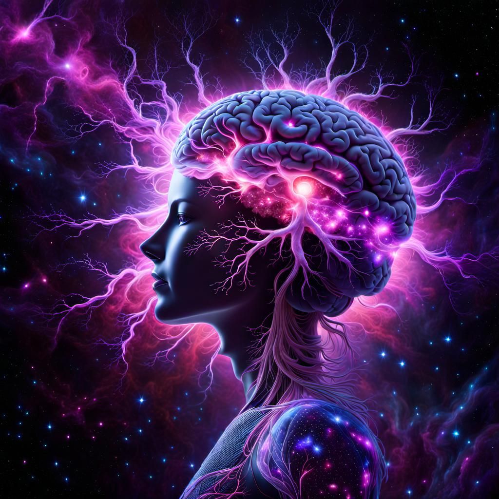 Galactic Brain: Neurons and Supernova in Spacecore Art