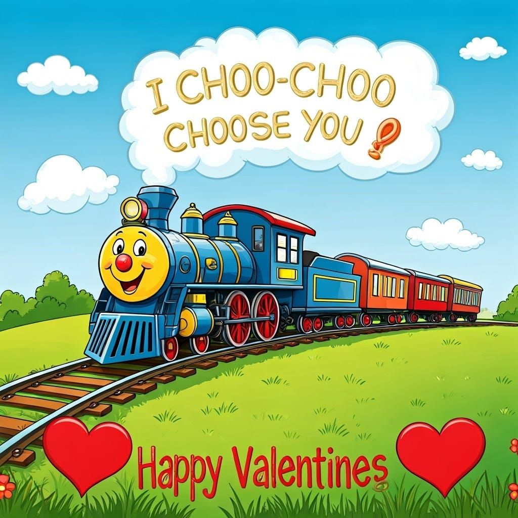 Charming Cartoon Train Whisks Away Your Heart in a Whimsical...