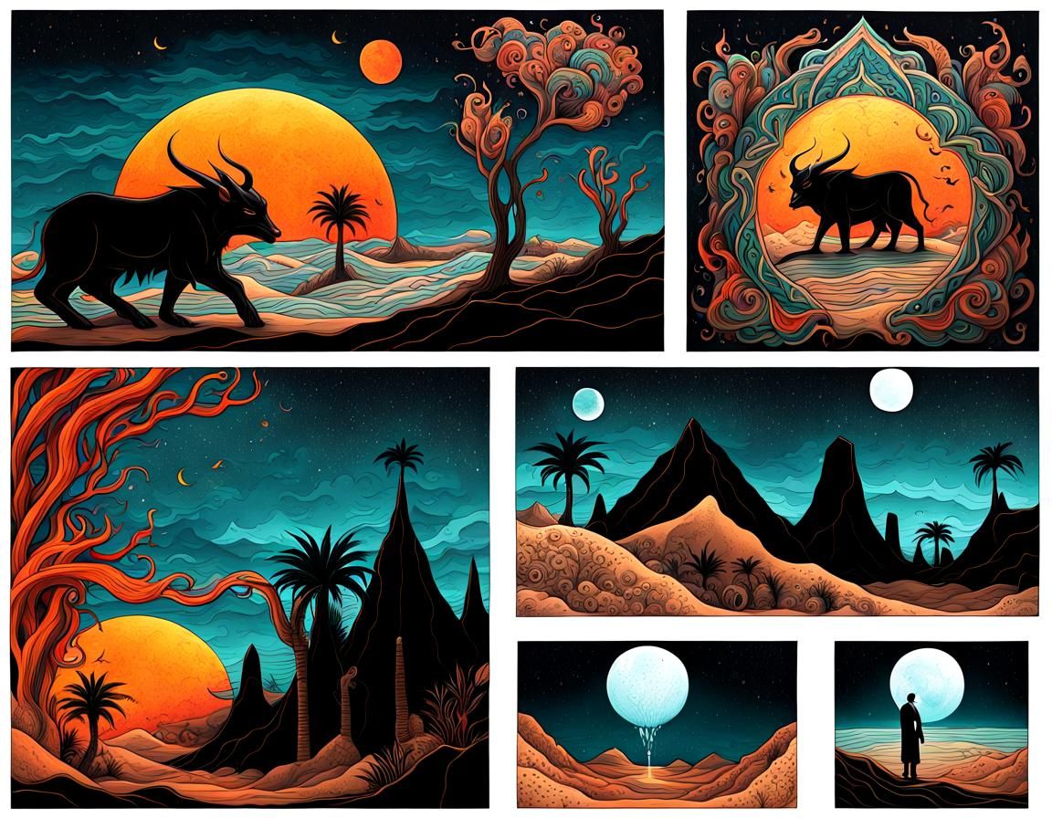 Surreal Devil in Hellish Desert Mirage Oasis