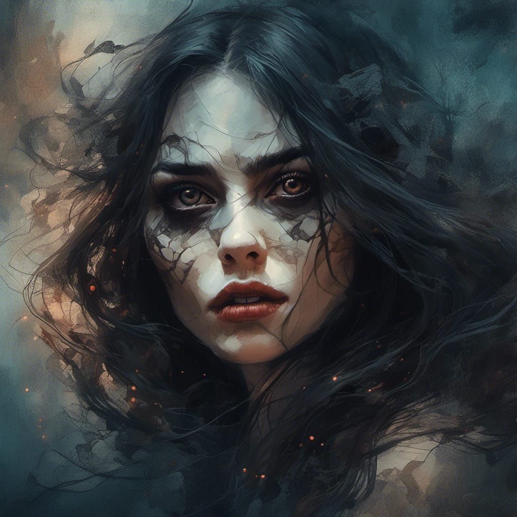 Double Exposure: Vampire in Dark Fantasy Style