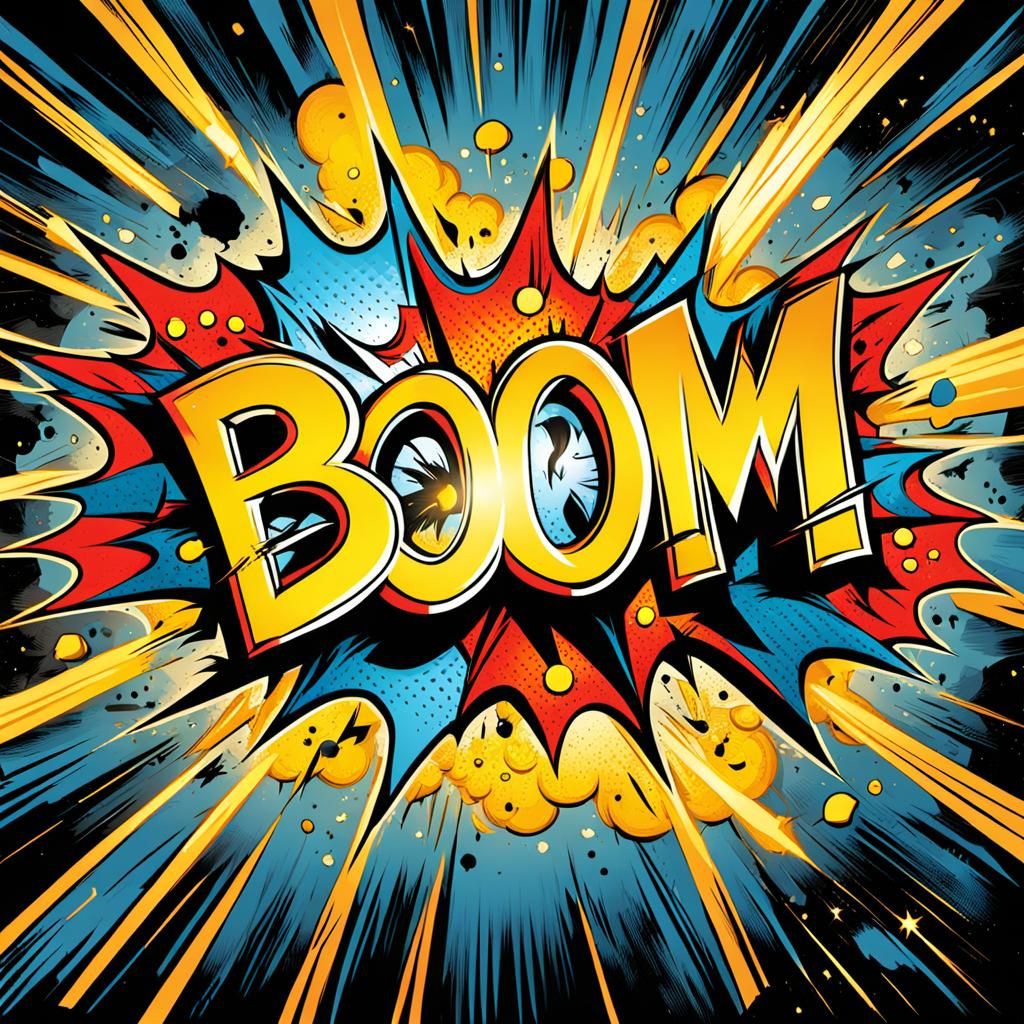 Explosive Comic Book Art with Onomatopoeia