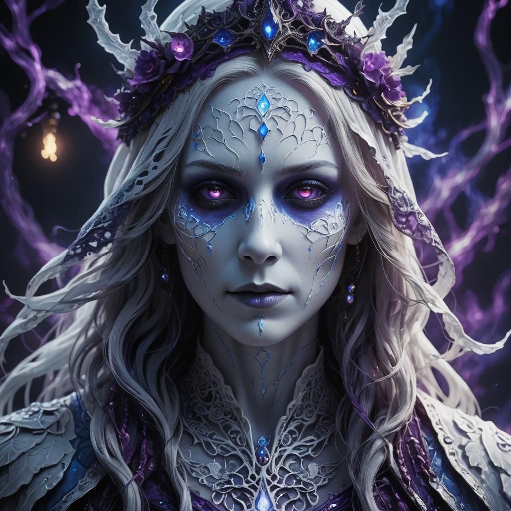 Ethereal White Ghost Portrait in Gothic Style