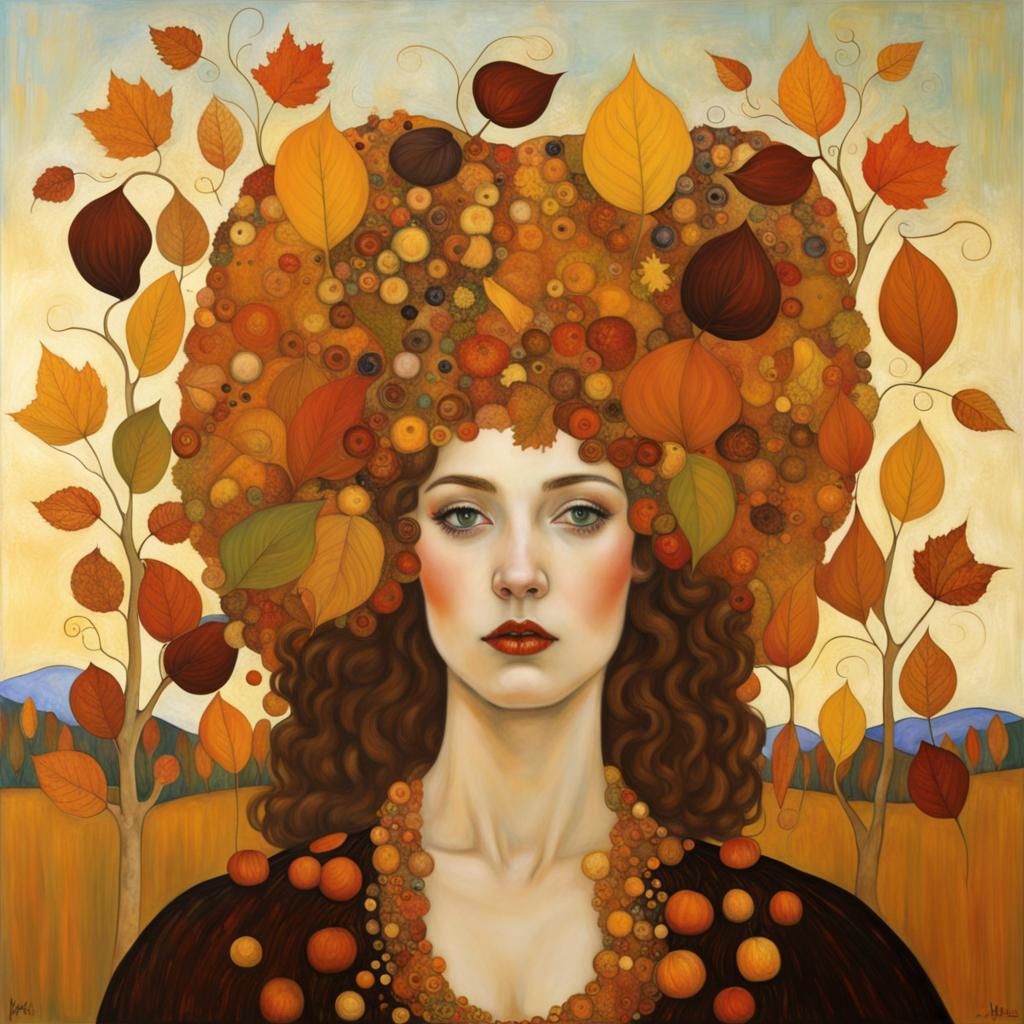 Autumn Queen in Gustav Klimt Style