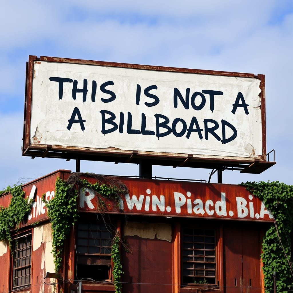 Distressed Billboard on Decaying Iron Building