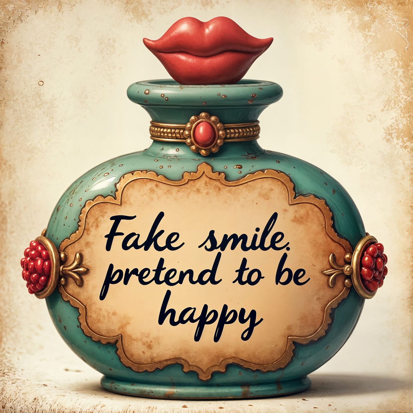 Bottled Happiness in a Deceptive Smile