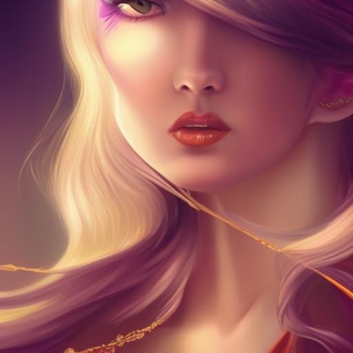 Epic Elf Girl in Flame Fire Space, Detailed 3D Art