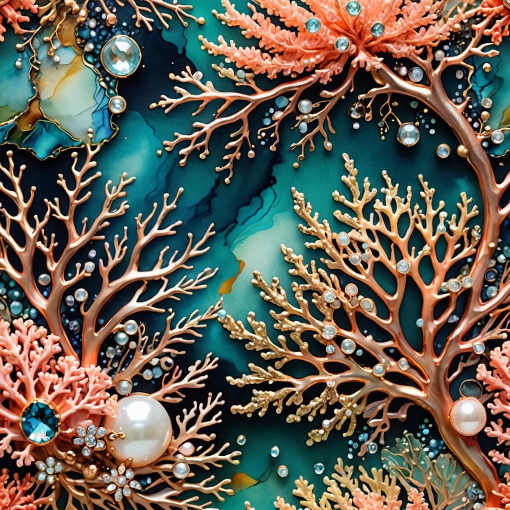 Iridescent 3D Coral Reef in Alcohol Ink