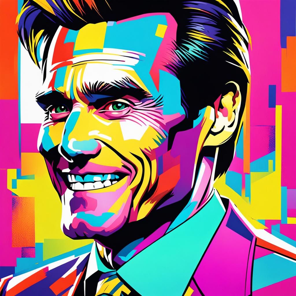 Pop Art Portrait of Smiling Man in Bright Suit