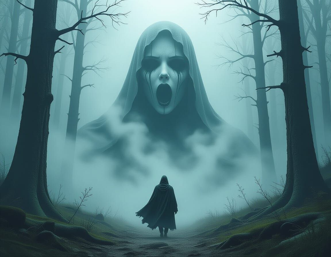 Surreal Forest Figure in Dreamlike Impressionist Style