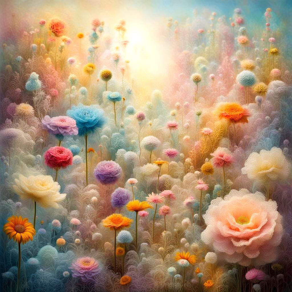 Surreal Lace Garden Blooms in Ethereal Light
