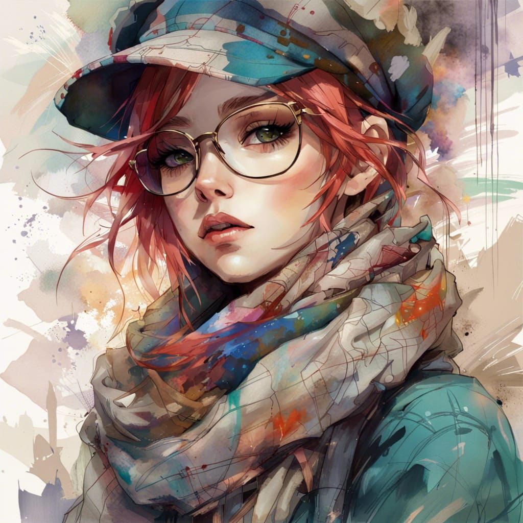 Anime Portrait of Hipster Model in Disney Style