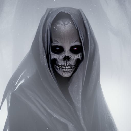 High Gothic Horror Skeleton Portrait in Snow