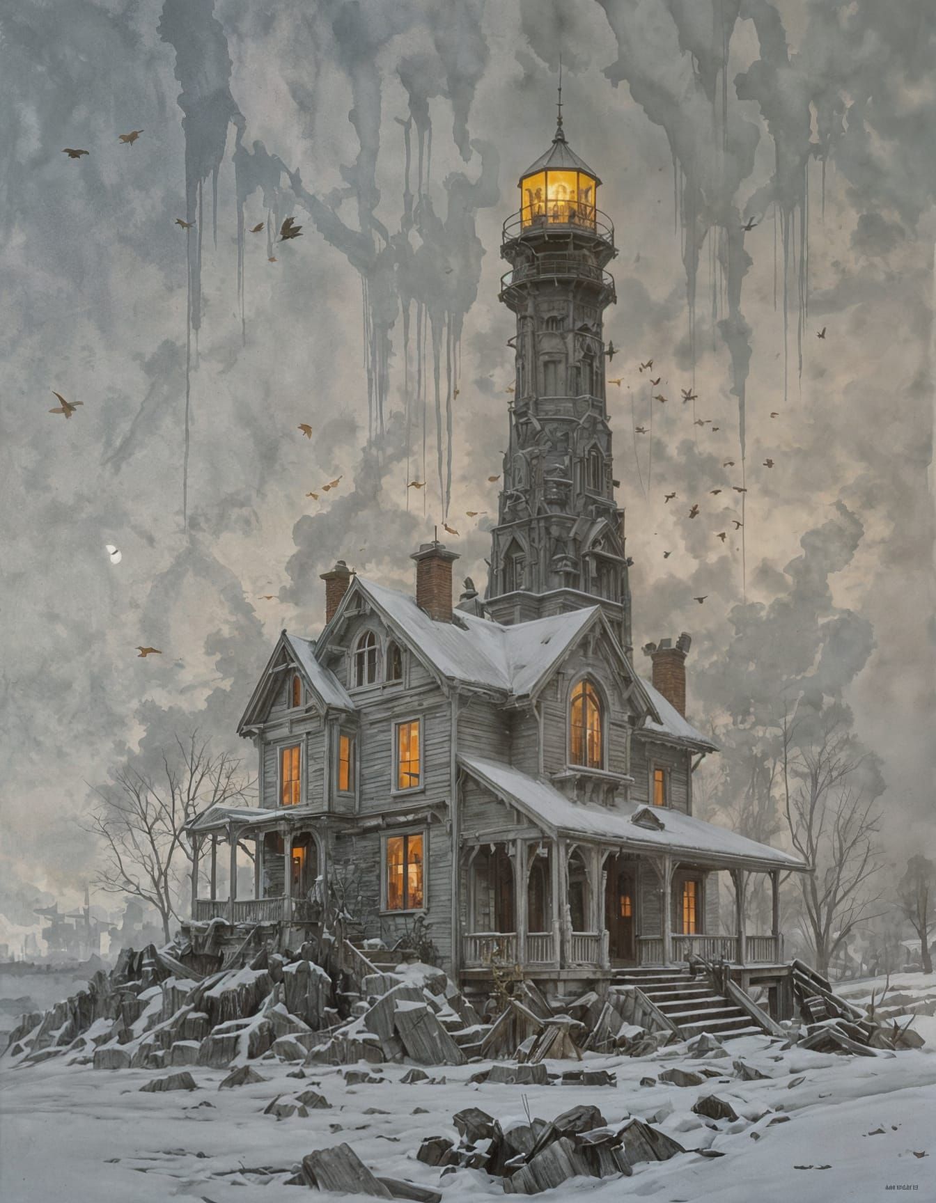 Dark Fantasy Watercolor Masterpiece