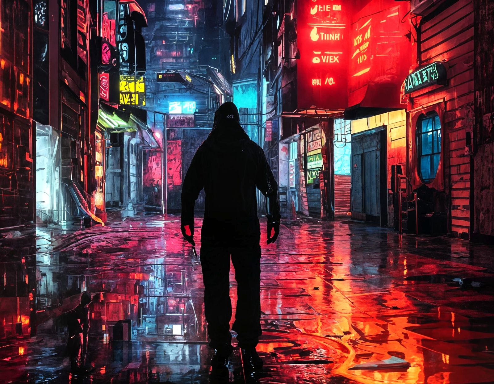 rain-slicked street..