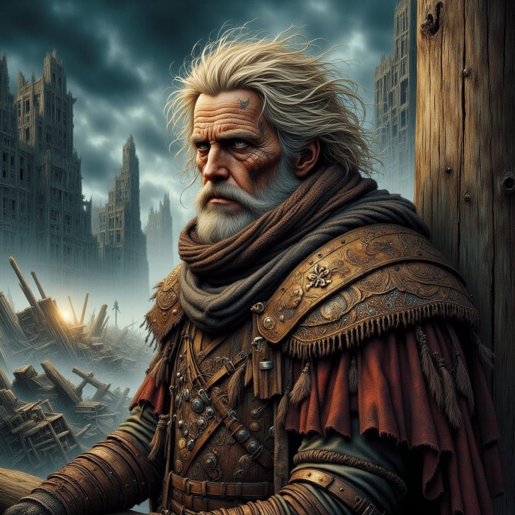 Brooding Warrior in Dramatic Lighting