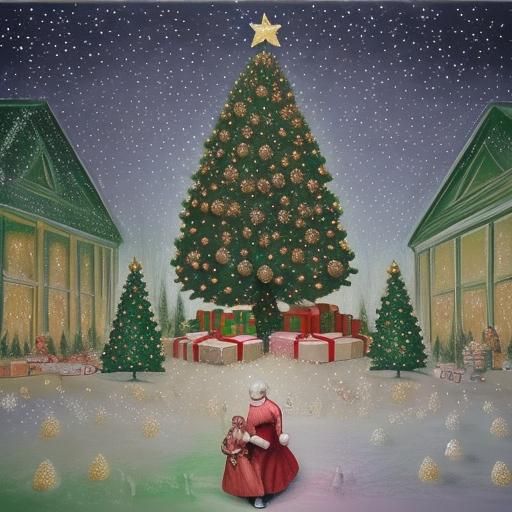 Heavenly Christmas Tree in Expressionistic Pastel Painting