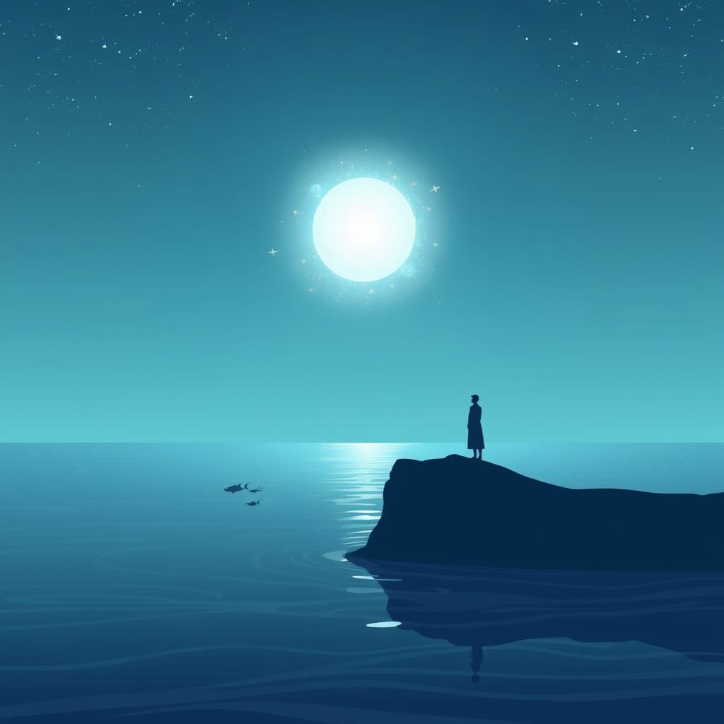 Cosmic Portal Opens on Serene Ocean Surface