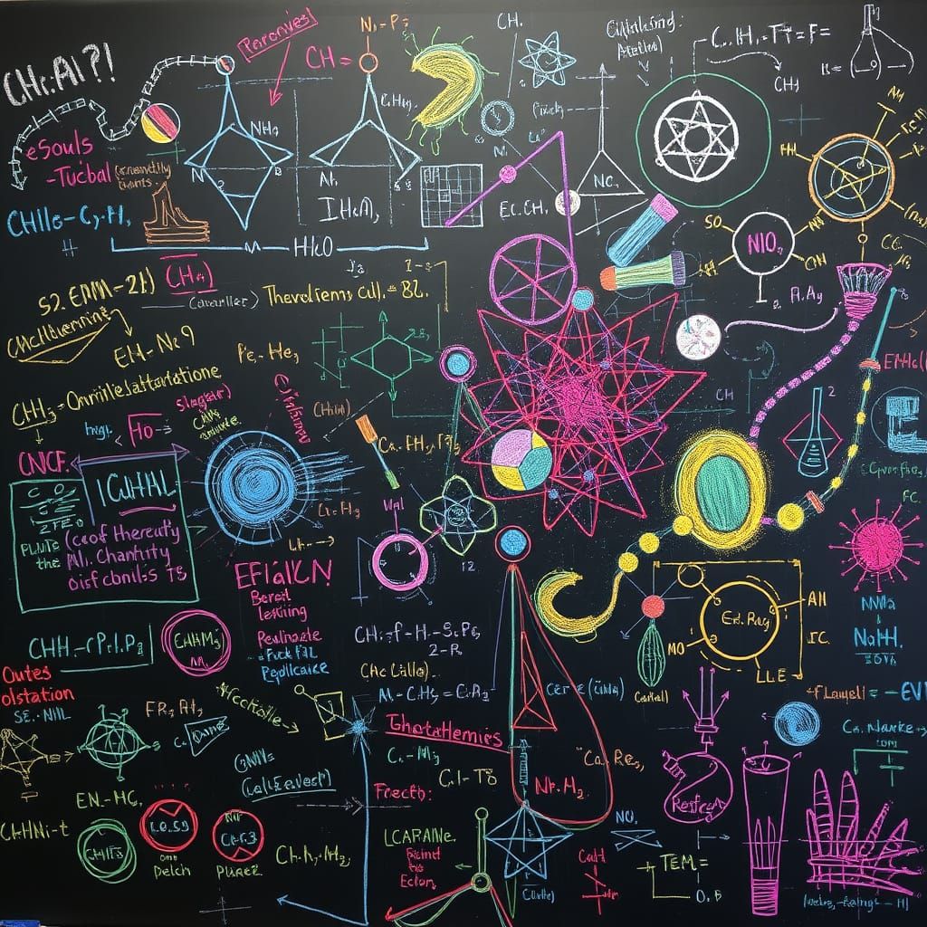 Vibrant Chemical Chaos on a Blackboard Canvas