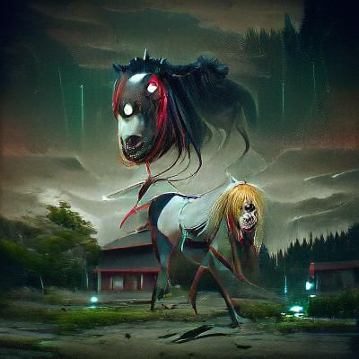 Sinister Anime Horse, Greg Rutkowski Style