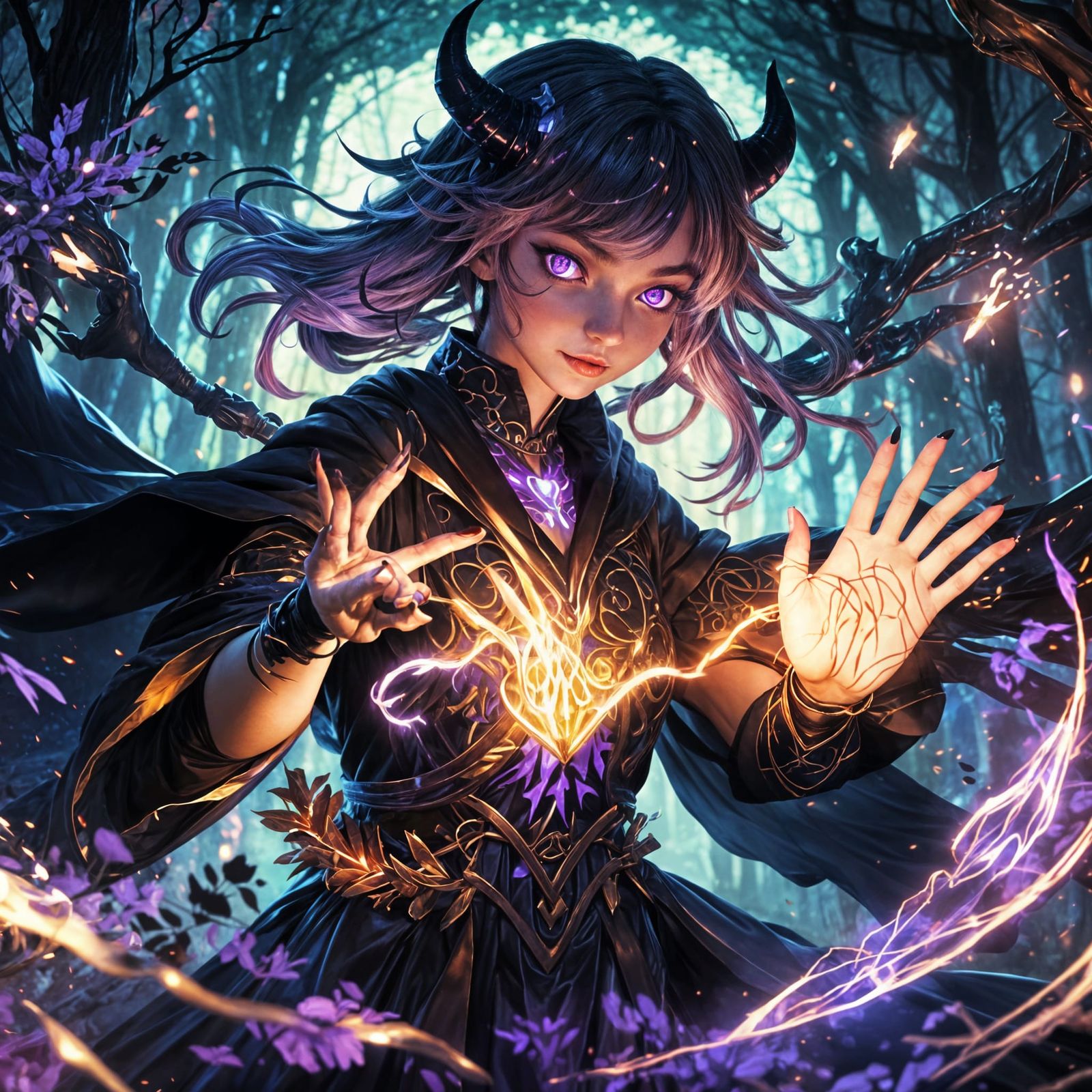 Anime Demoness Casting a Love Spell