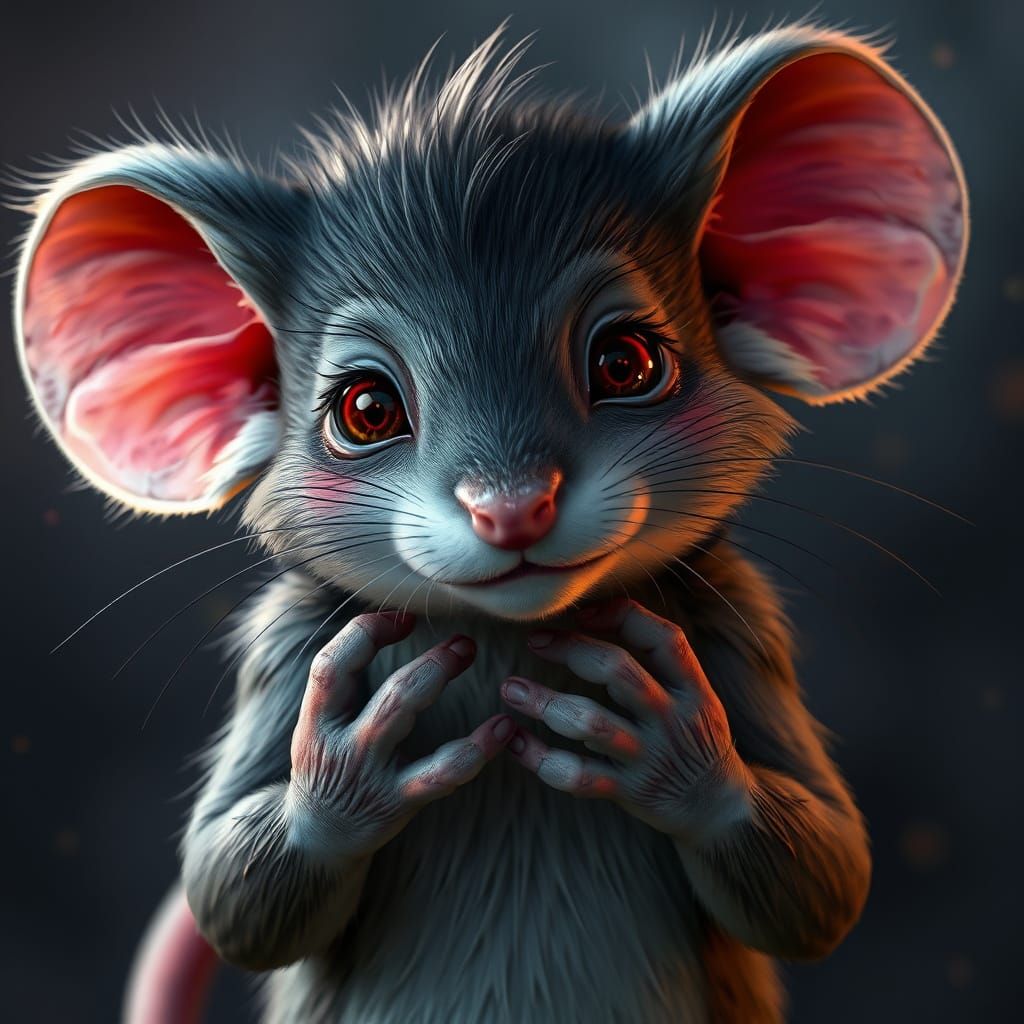 Shy Mouse Blushing in a Detailed Matte Painting