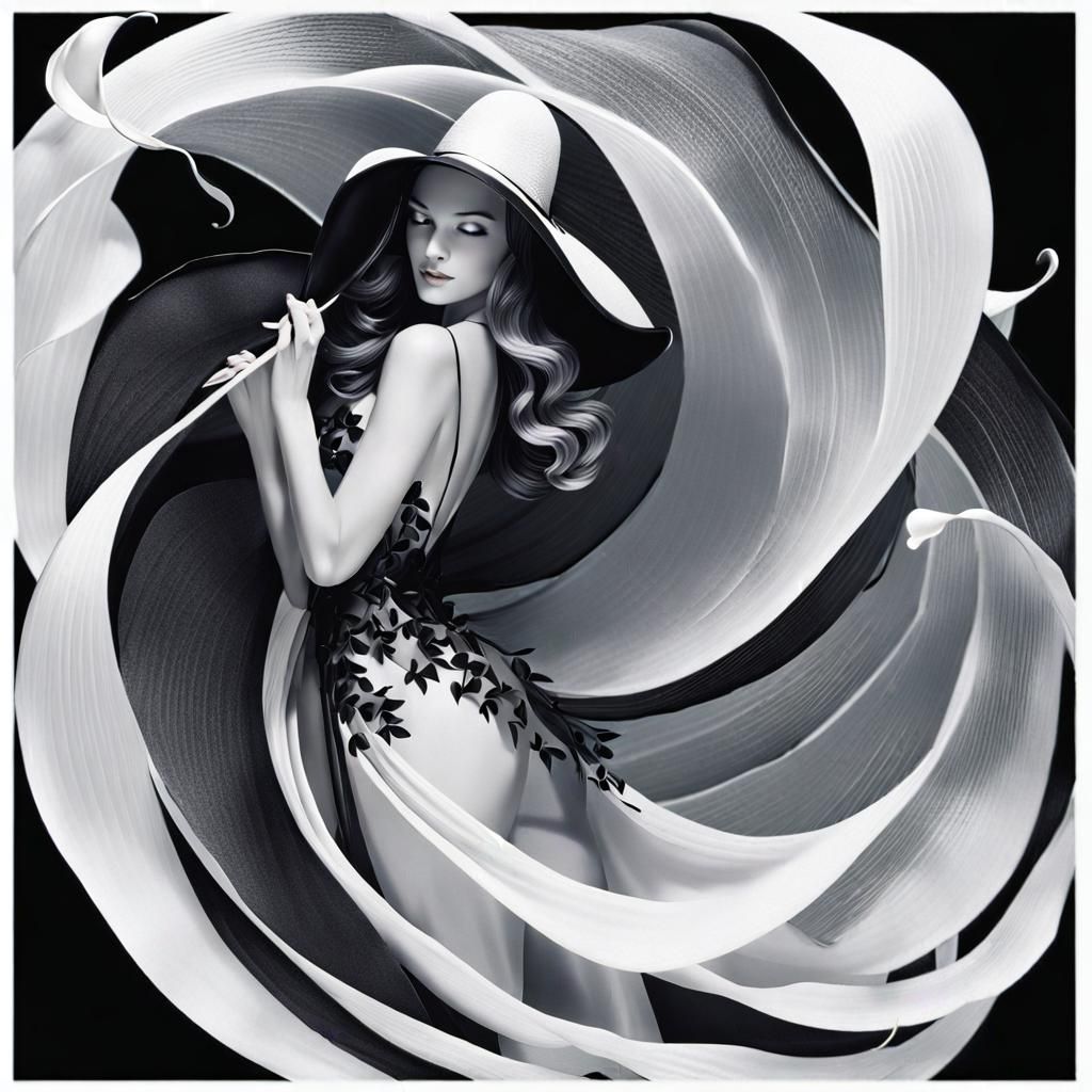 Dog Barks at Kitten in Snowy Ink Drawing