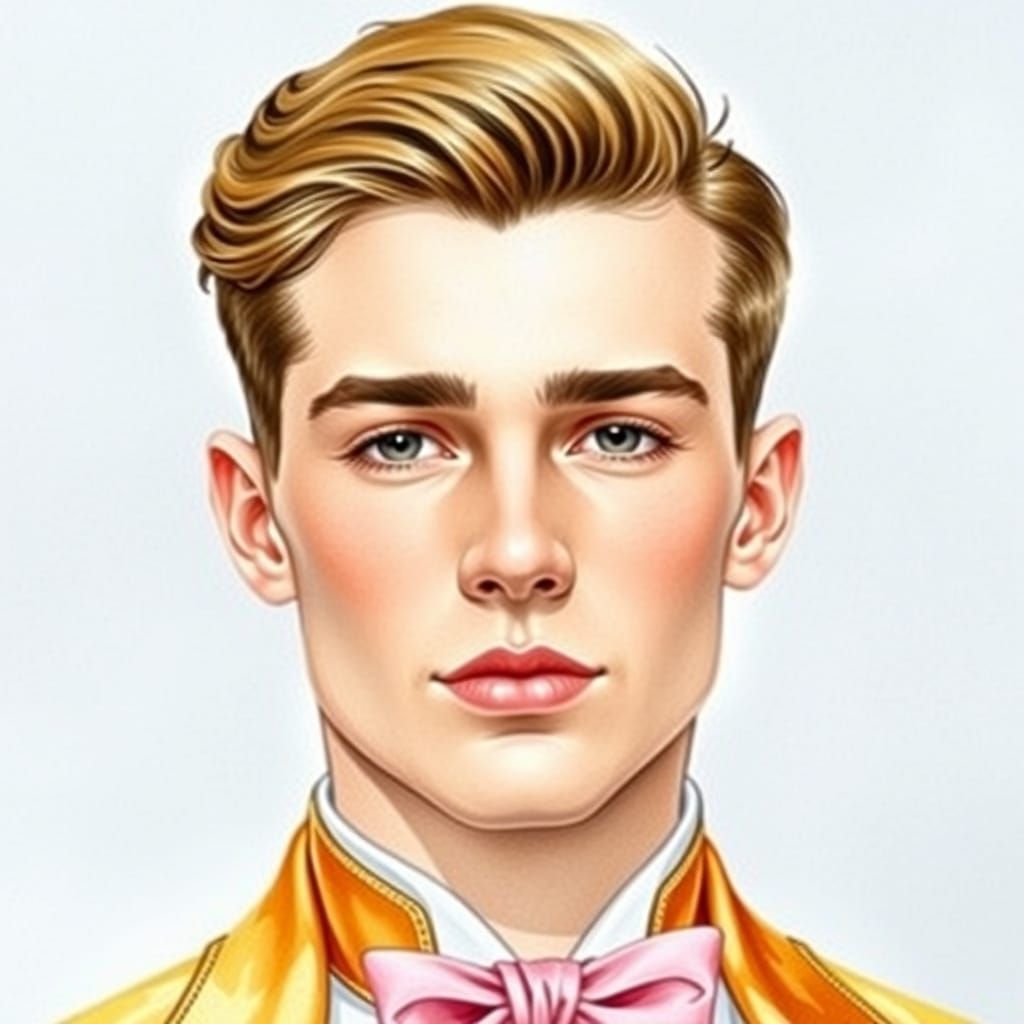 Watercolor Portrait of a Handsome Young Man