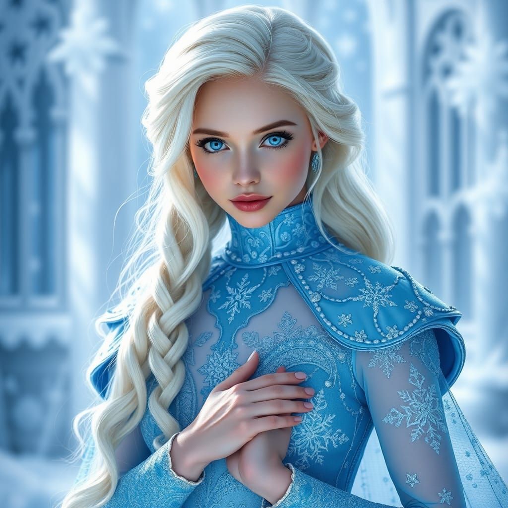 Icy Queen Portrait in Ethereal Digital Art Style