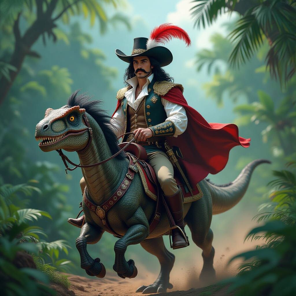 Aristocratic Raptor Rider in Detailed Matte Painting Style