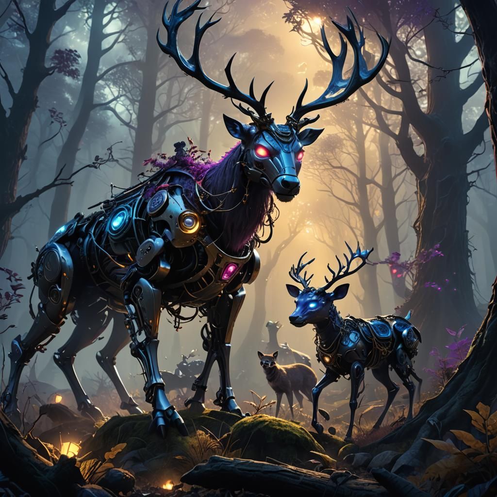 Metallic Monsters Clash in Haunted Moonlit Realm