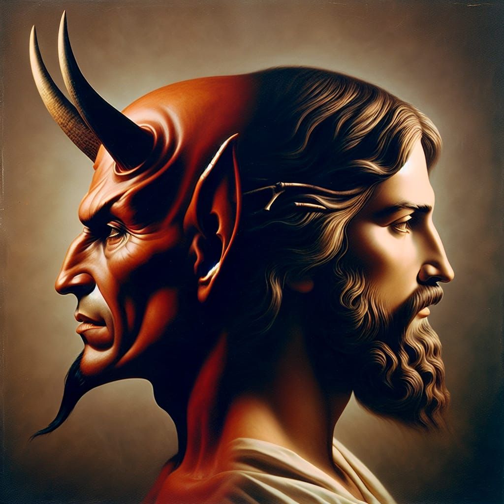 Devil and Jesus: 1980s Photography Portrait