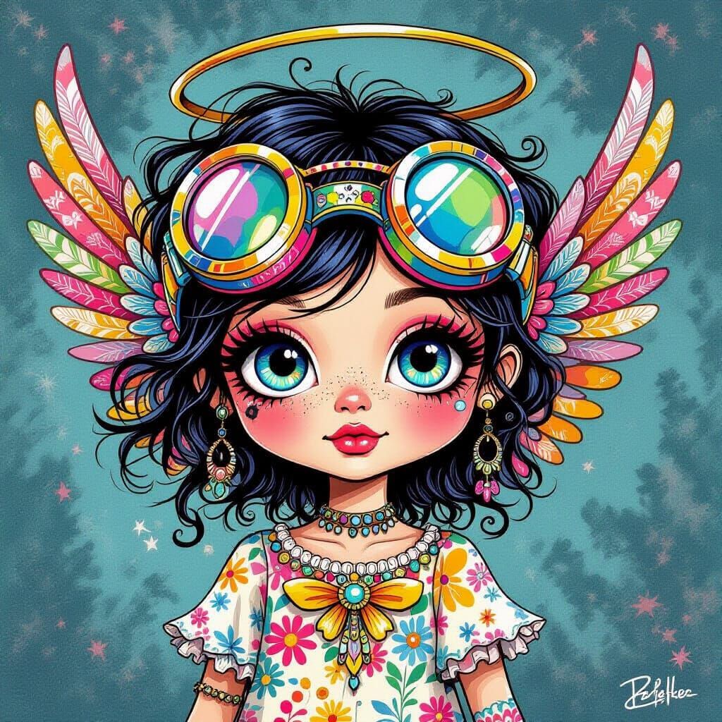 Whimsical Punk Angel with Doodlepunk Goggles