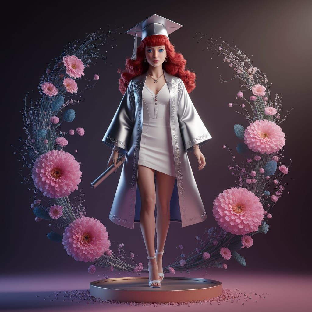 High School Graduate on Podium, Digital Art