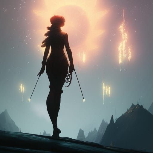 Dark Fantasy Star Wish in Art Nouveau Style