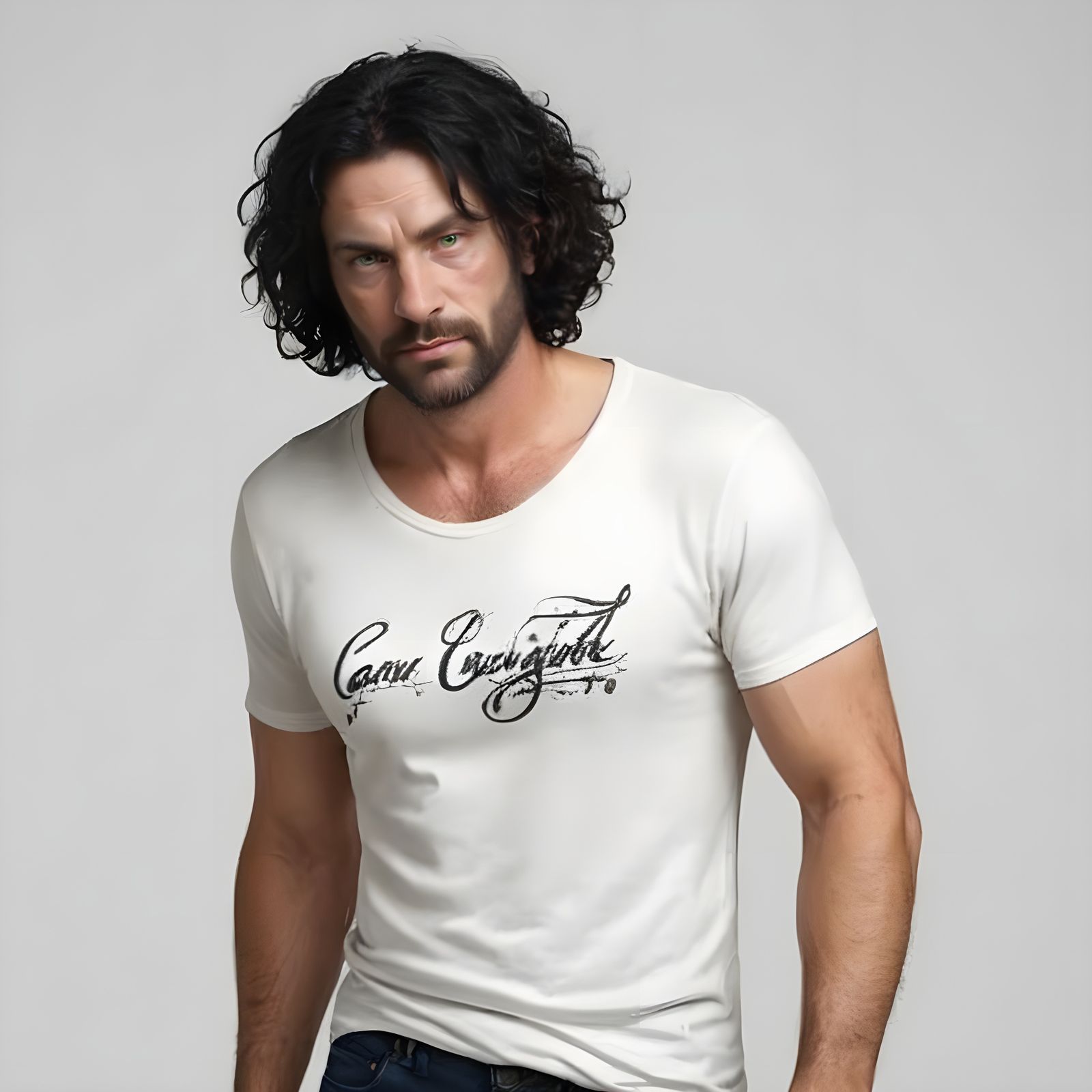 Portrait of Anxious Cajun Man with Green Eyes